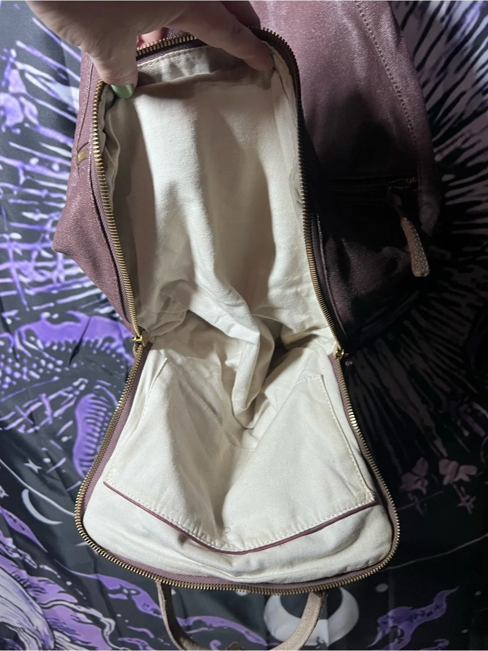 Liebeskind Purple Leather Shoulder Bag with Cream Handles